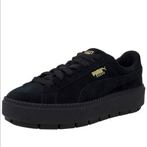 Womens 11 suede black platform trace sneakers